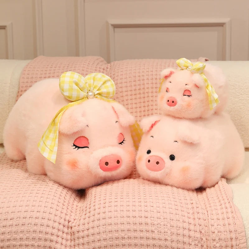 Pinky the Chubby Bow Pig Soft Plush Throw Pillow