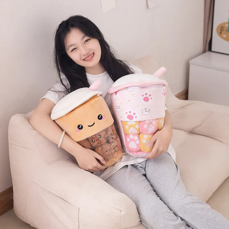 Pudding the Cat Paw Rabbit Bubble Tea Candy Bag Plushie