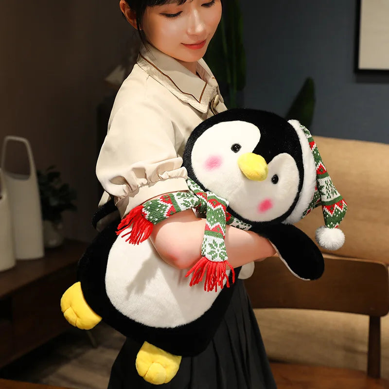 Hatty the Christmas Penguin Soft Plush Pillow