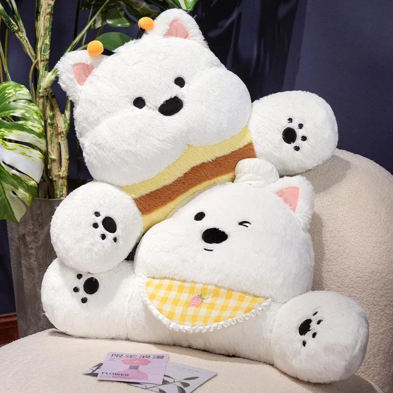 Fluffy Westie Dog Kawaii Backrest Snuggle Pillow