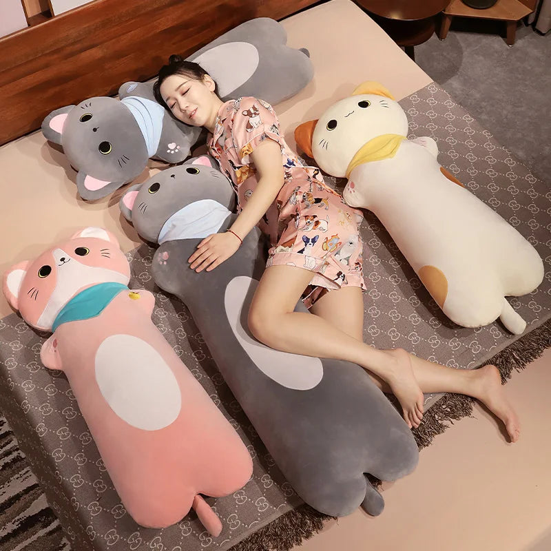 Noodle the Kawaii Long Cat Bolster Leg Support Snuggle Pillow