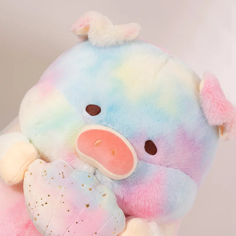 Piggy the Kawaii Rainbow Pig Holding Shell Plushie