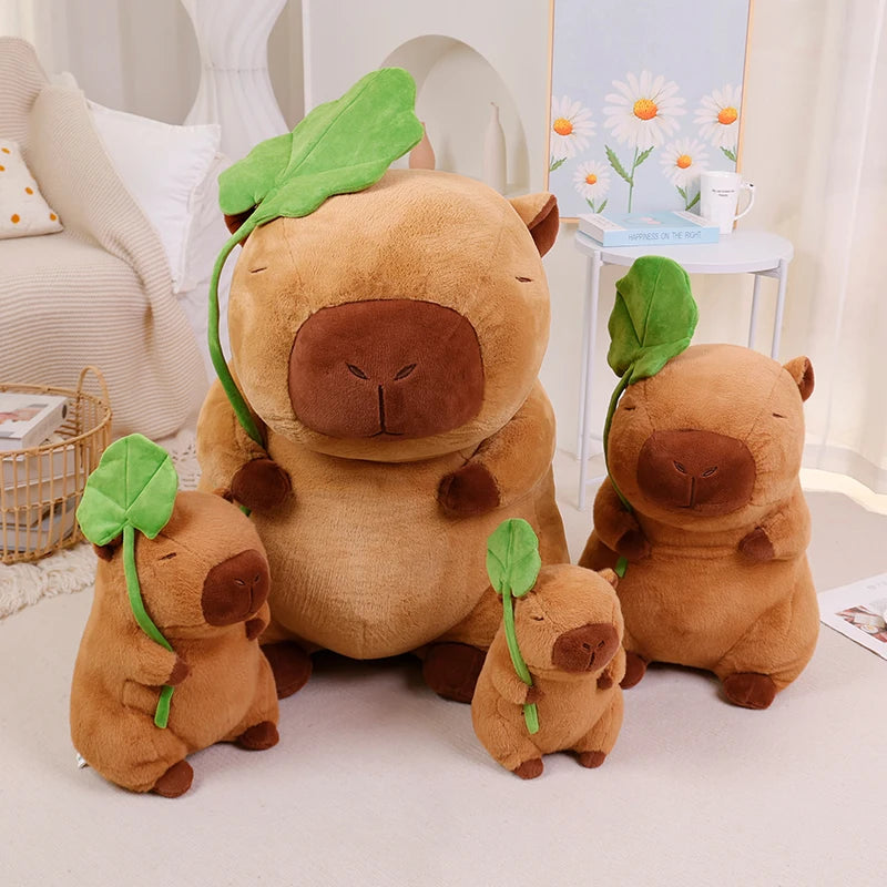 Capy the Lotus Leaf Holding Capybara Plush Pillow
