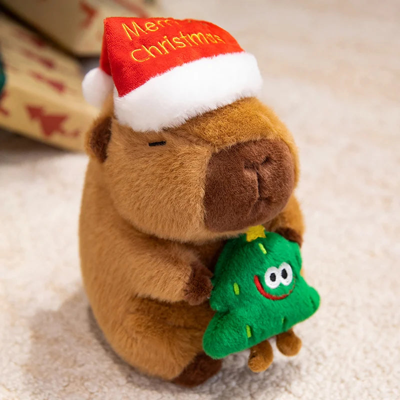 Capy the Santa Hat Christmas Tree Capybara Snuggle Plushie