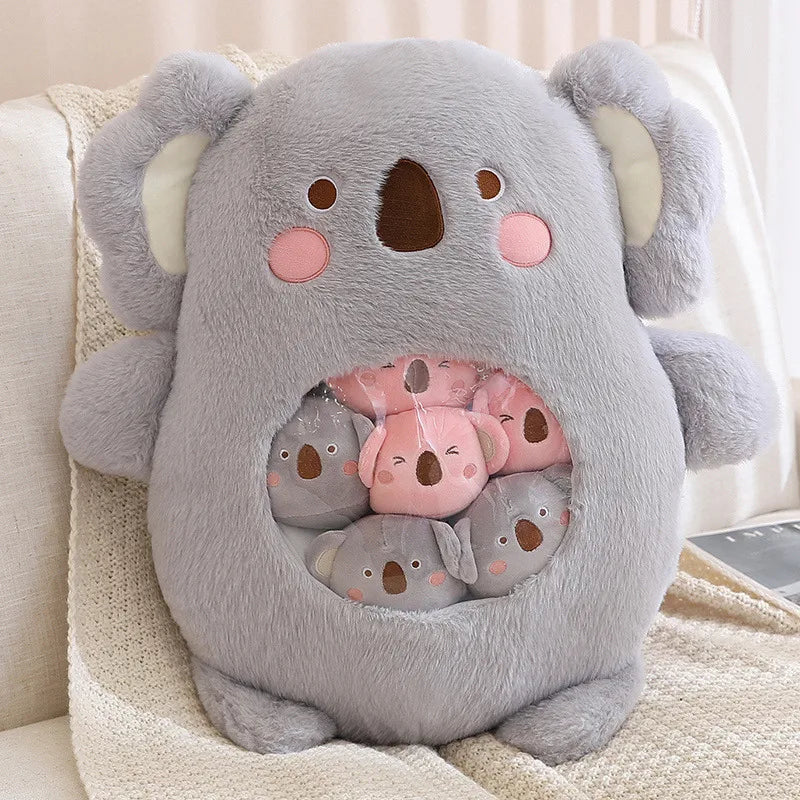 Kawaii Mini Koala Bunny Dino Snuggle Plushie Bag Set