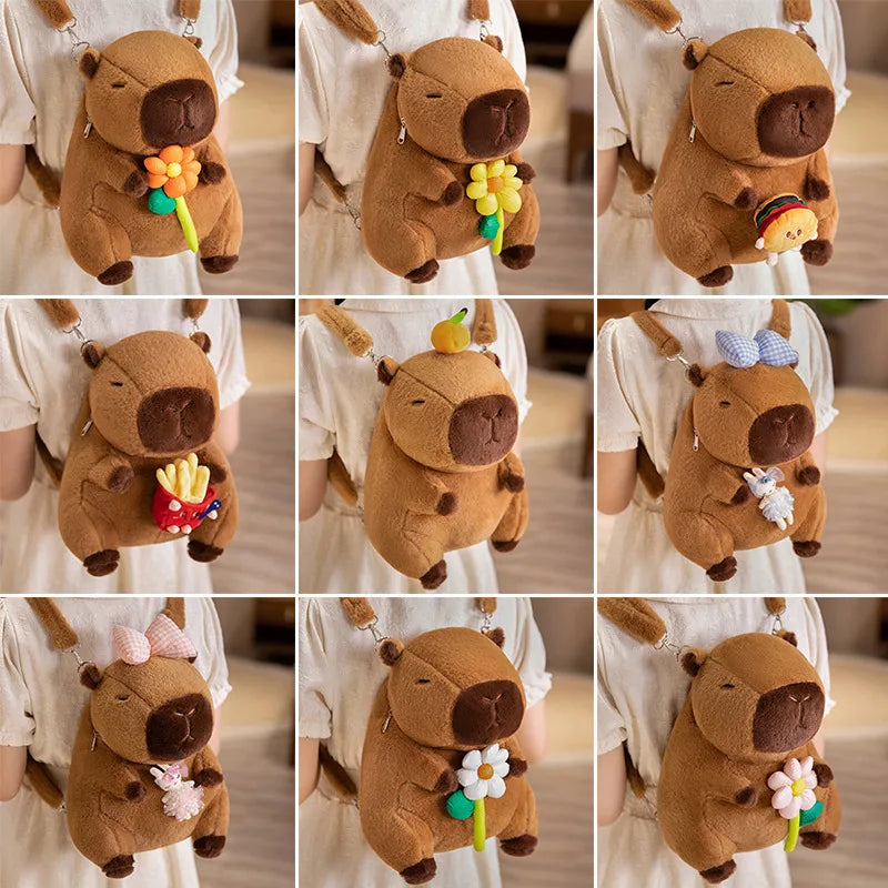 Capy the Bow Fries Burger Flower Capybara Backpack Plush