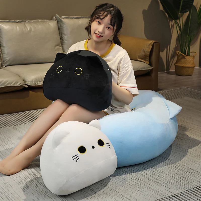 Shadow the Chonky Black Cat Shaped Plush Pillow
