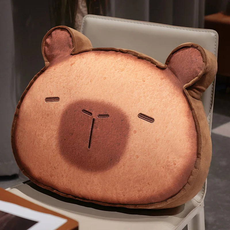 Lazy Kawaii Capybara Cat Toast Snuggle Plushie Pillow