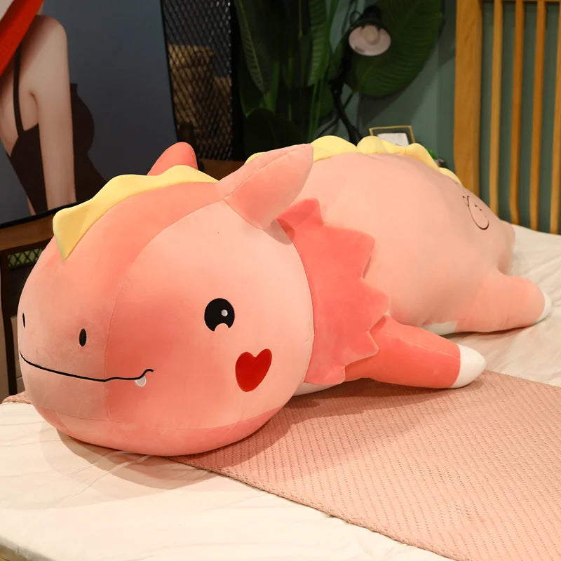 Rex the Giant Lying Dragon Dino Snuggle Pillow #Color_pink