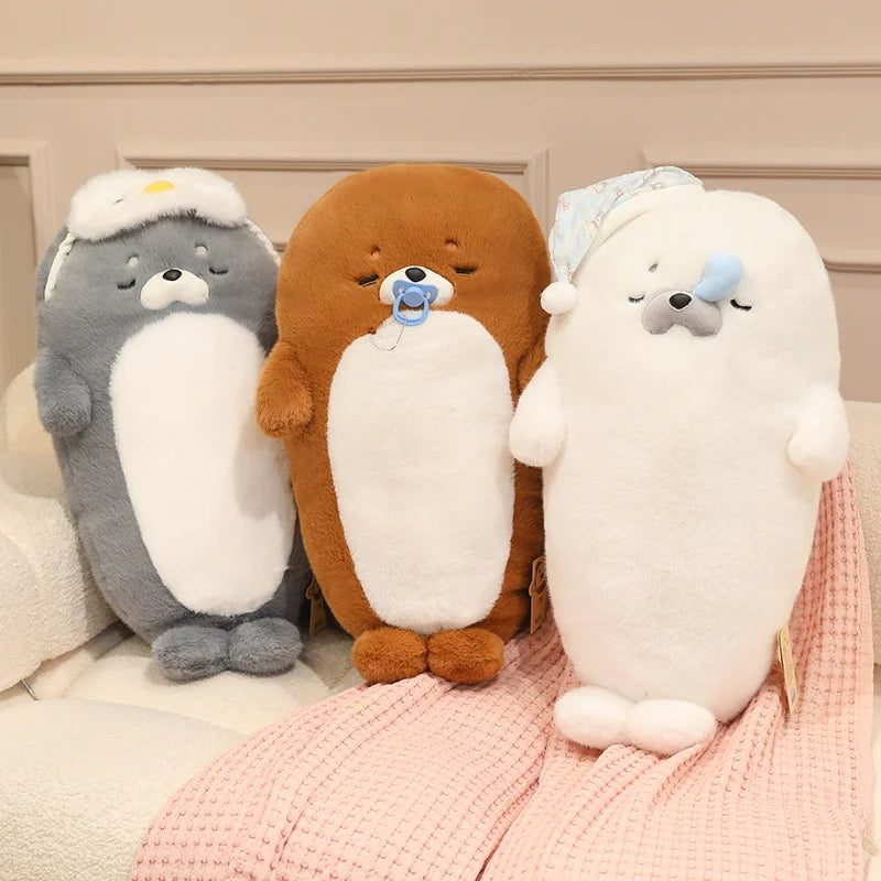Snowy the Lifelike Cuddly Seal Sea Otter Plush Pillow