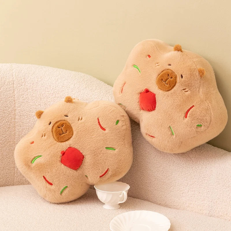 Gingerbread the Festive Kawaii Capybara Plush Pillow