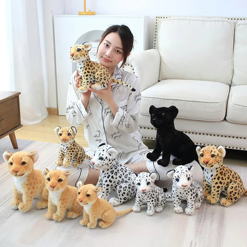 Lifelike Kawaii Snow Leopard Black Leopard Forest Plushie