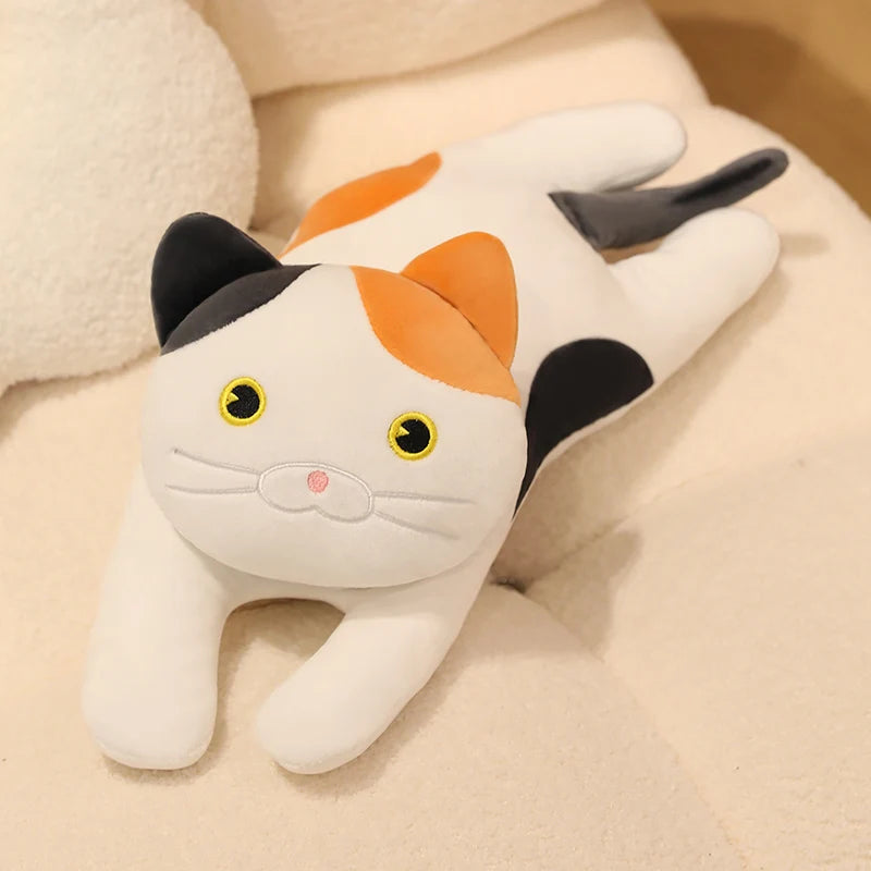 Luna the Kawaii Lying Black Grey Cat Leg Snuggle Plush Pillow