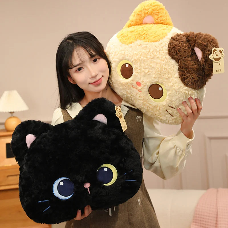 Callie the Kawaii Calico Black Cat Snuggle Throw Pillow
