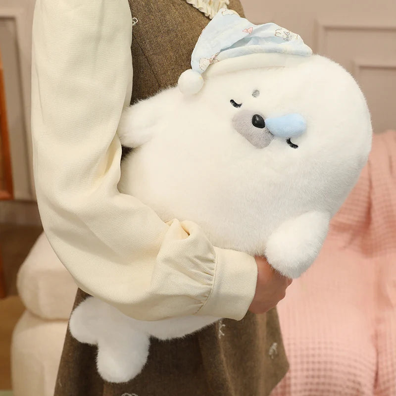 Snowy the Lifelike Cuddly Seal Sea Otter Plush Pillow