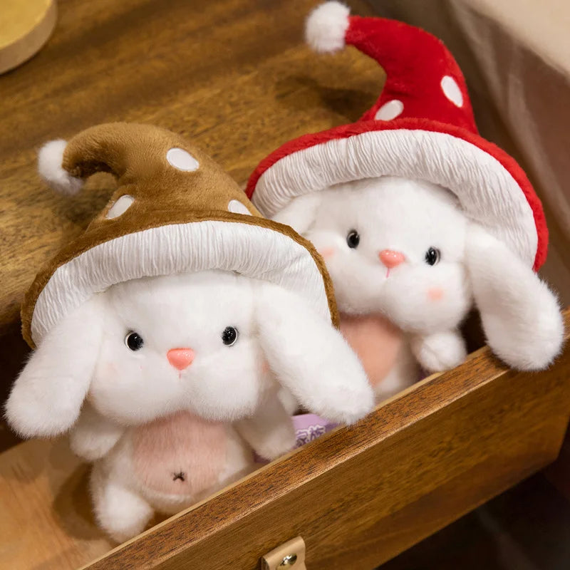Bunny the Kawaii Rabbit with Mushroom Hat Snuggle Pillow