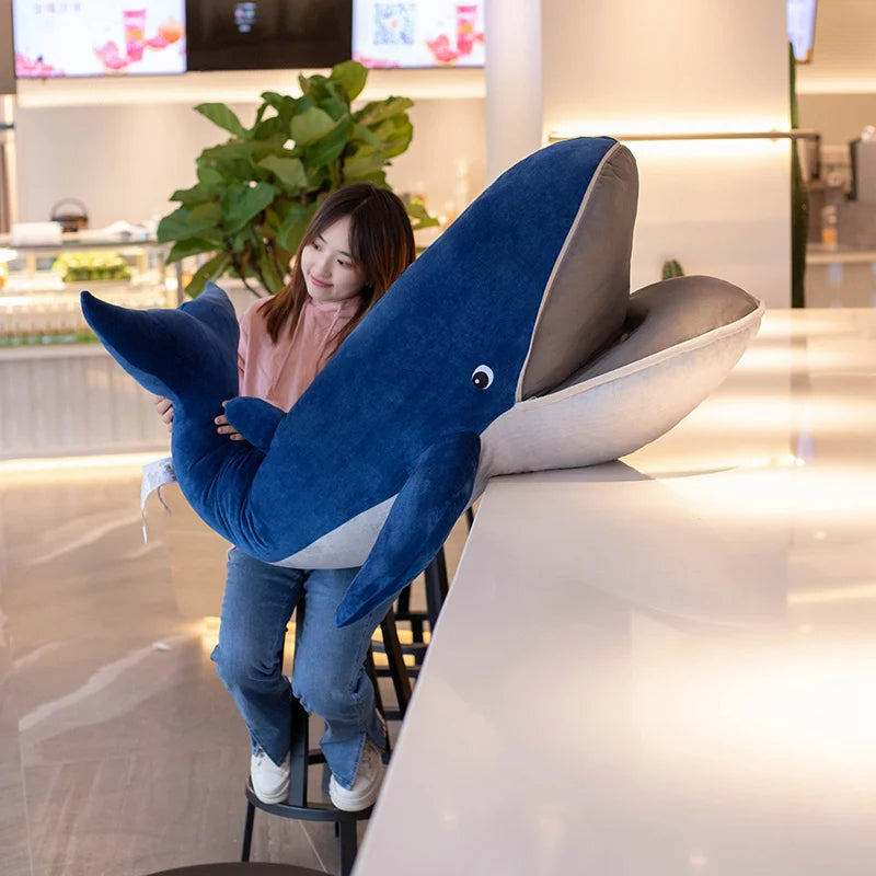 Moby the Kawaii Blue Whale Zipper Mouth Snuggle Plushie