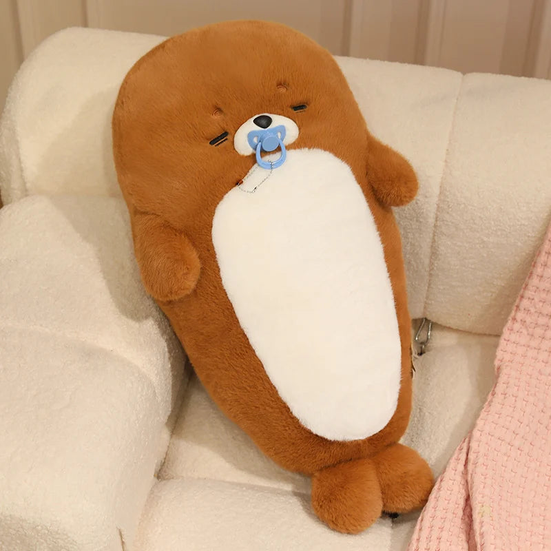 Snowy the Lifelike Cuddly Seal Sea Otter Plush Pillow