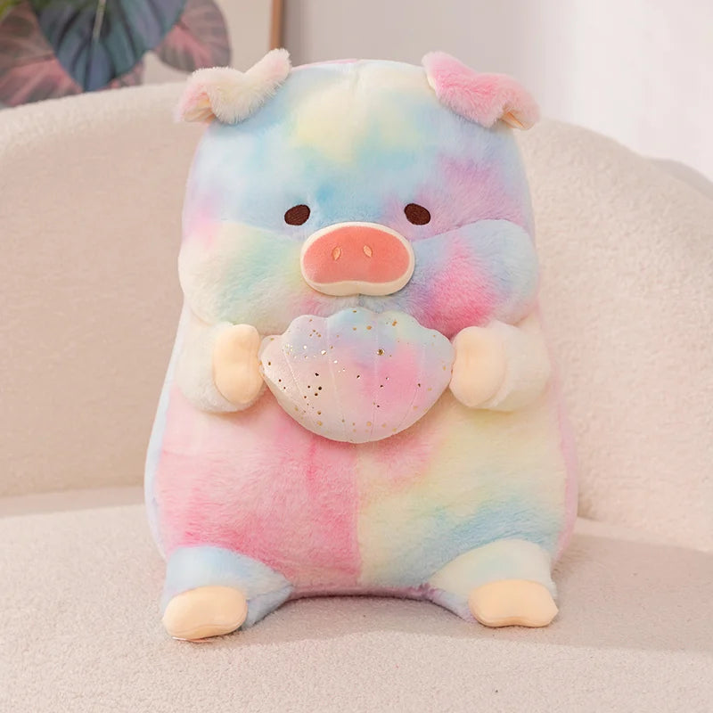 Piggy the Kawaii Rainbow Pig Holding Shell Plushie