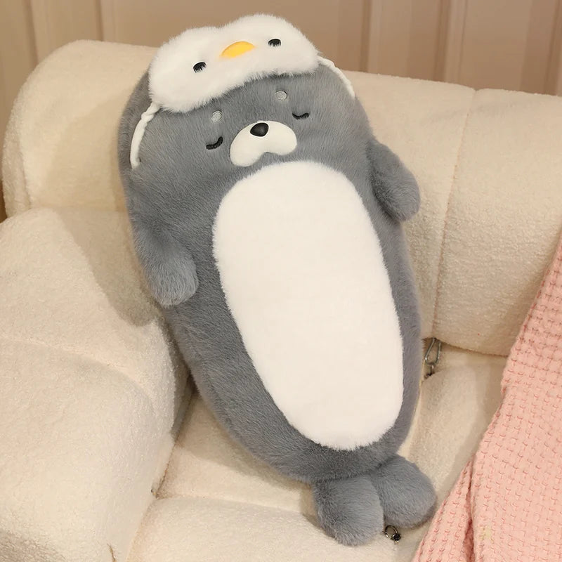 Snowy the Lifelike Cuddly Seal Sea Otter Plush Pillow