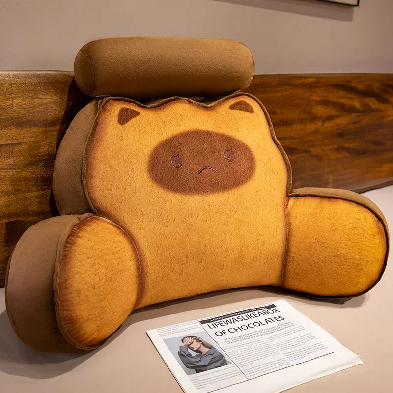 Toasty Kawaii Bread Cat Capybara Triangle Backrest Pillow