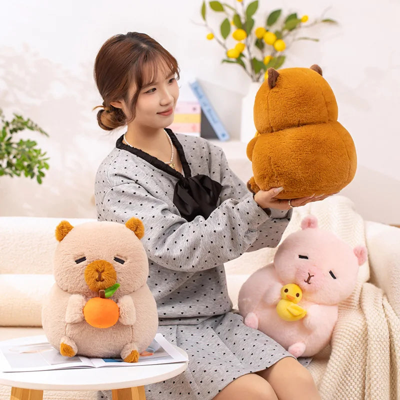 Capy the Chubby Capybara Hugging Duck Plushie