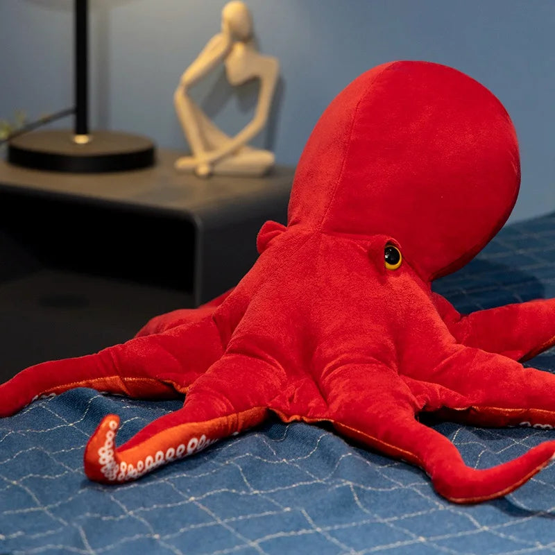 Lifelike Crimson Kawaii Octopus Snuggle Plushie