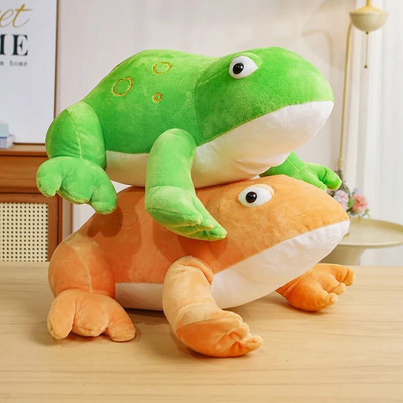 Chonky Big-Eyed Kawaii Frog Snuggle Throw Pillow