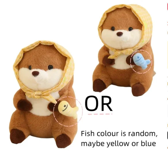 Ottie the Kawaii Lifelike Otter with Fish Plushie