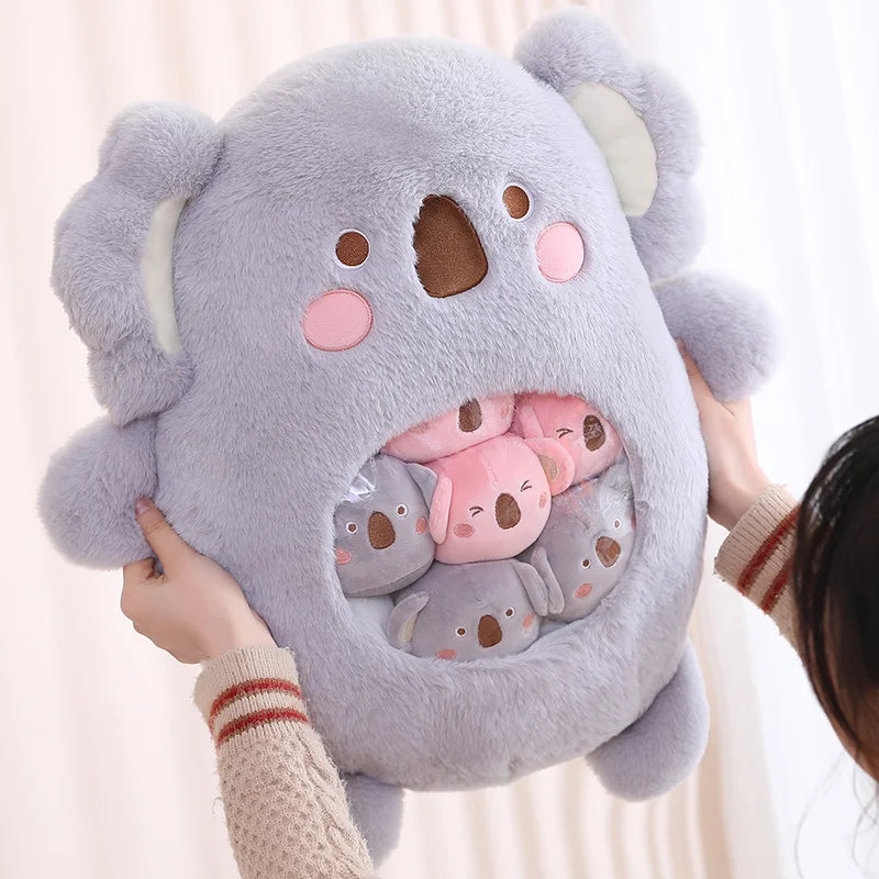 Kawaii Mini Koala Bunny Dino Snuggle Plushie Bag Set