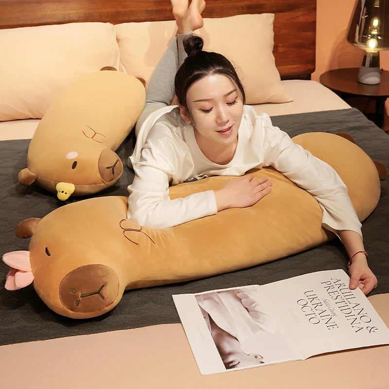 Capo the Chonky Brown Capybara Sleeping Pillow Plush