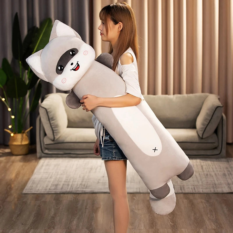 Luna the Chonky Long Body Raccoon Cat Plush Pillow