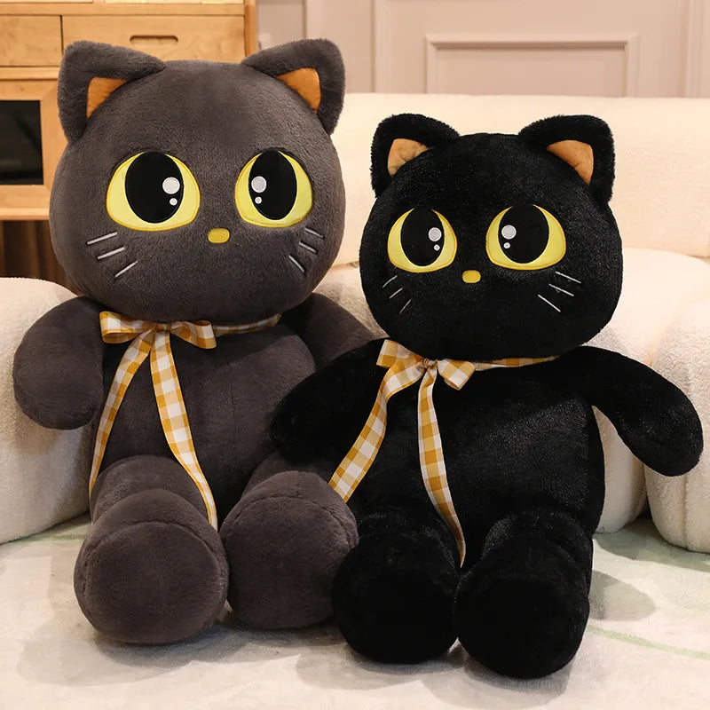 Luna the Giant Black Grey Cat Plush Cushion