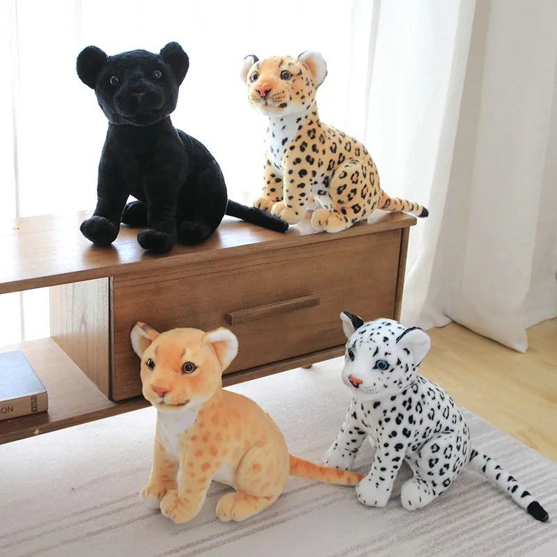 Lifelike Kawaii Snow Leopard Black Leopard Forest Plushie
