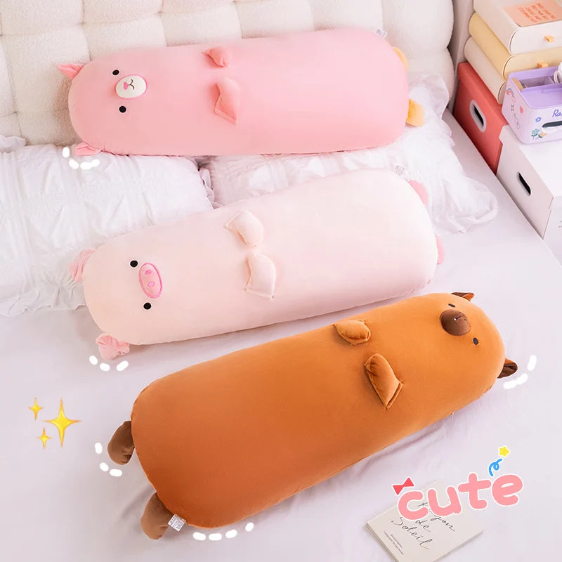 Piggy the Kawaii Long Squishy Pig Capybara Snuggle Plush Pillow