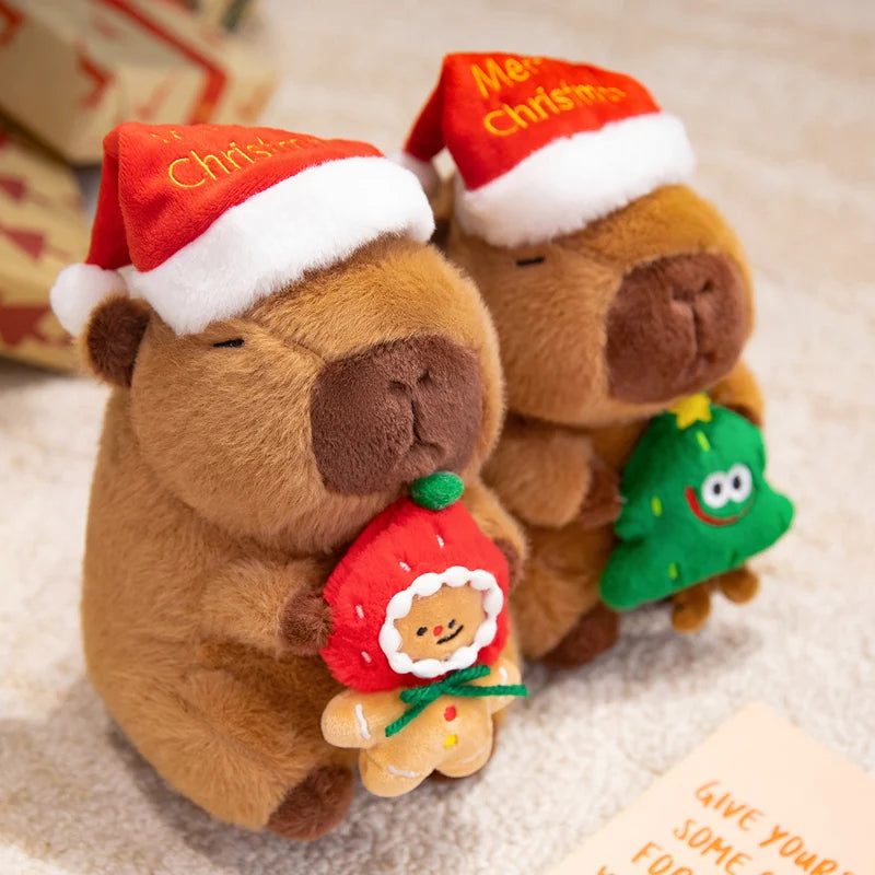 Capy the Santa Hat Christmas Tree Capybara Snuggle Plushie