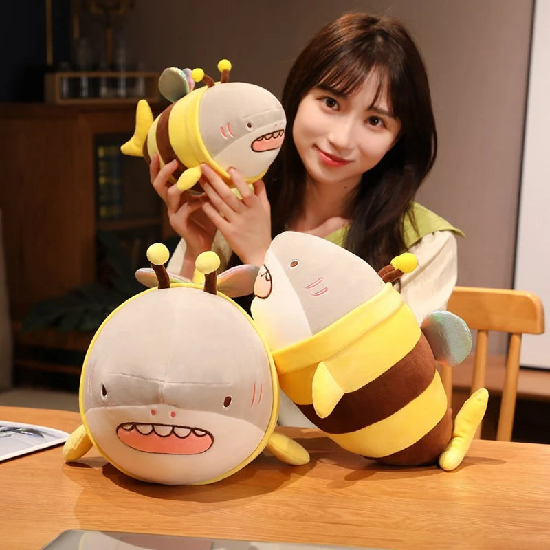 Buzzy the Squishy Shark Bee Plush Pillow