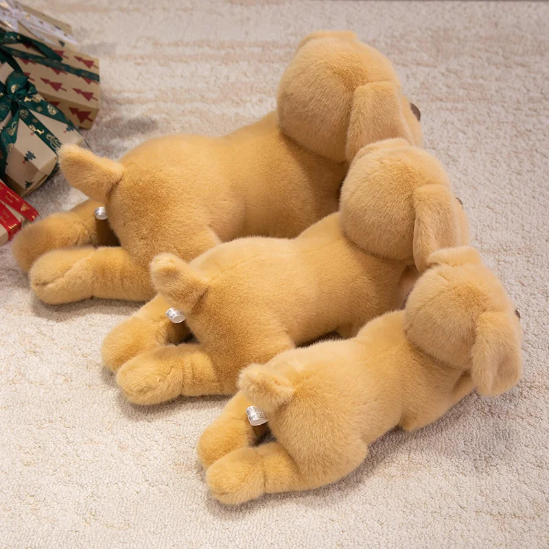 Sleepy Golden Puppy Plush Cushion