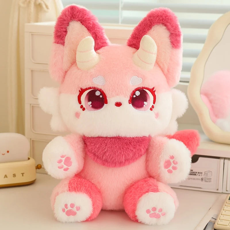 Phantom the Kawaii Stuffed Fox Sleeping Snuggle Plush Pillow