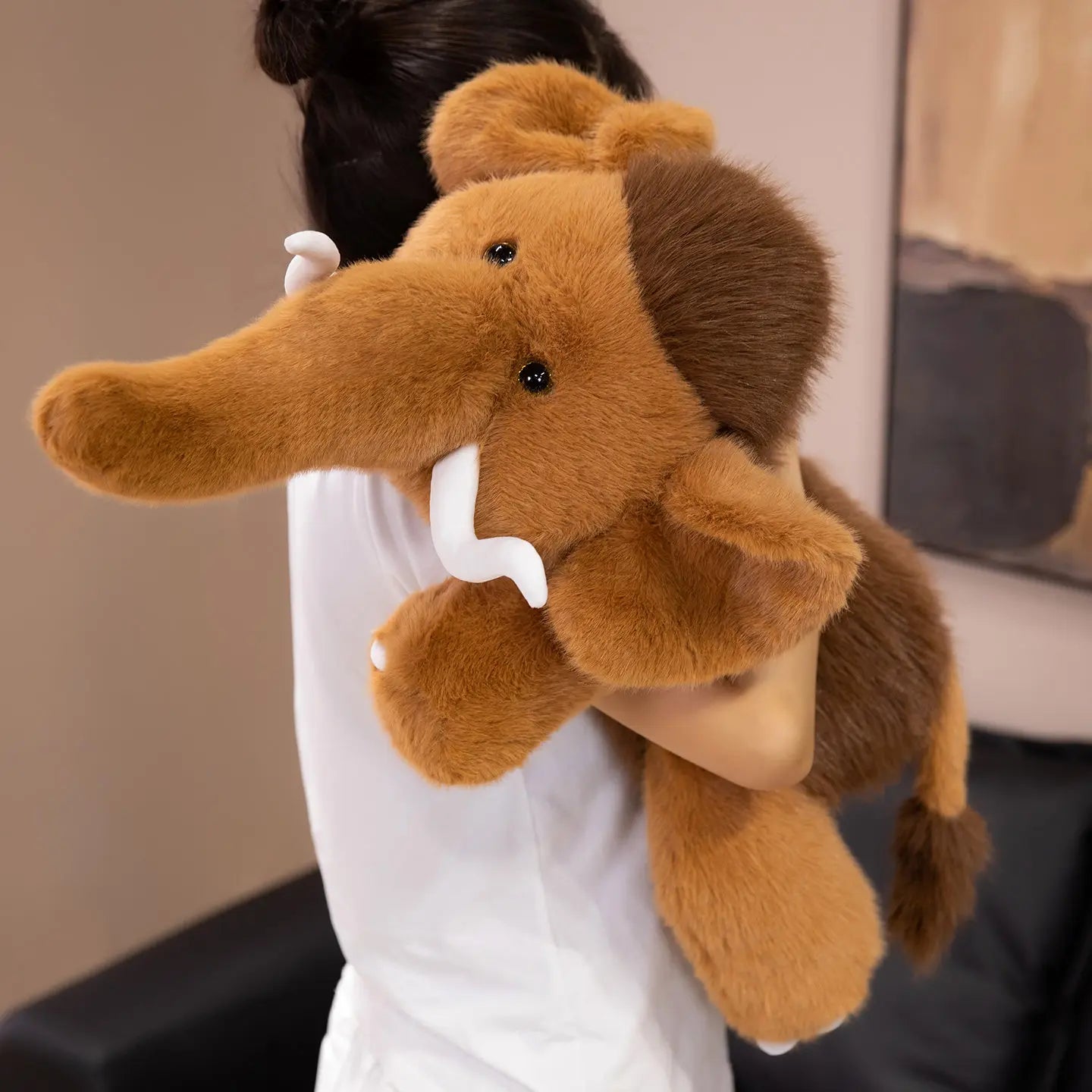 Woolly the Soft Brown Mammoth Elephant Plush Pillow