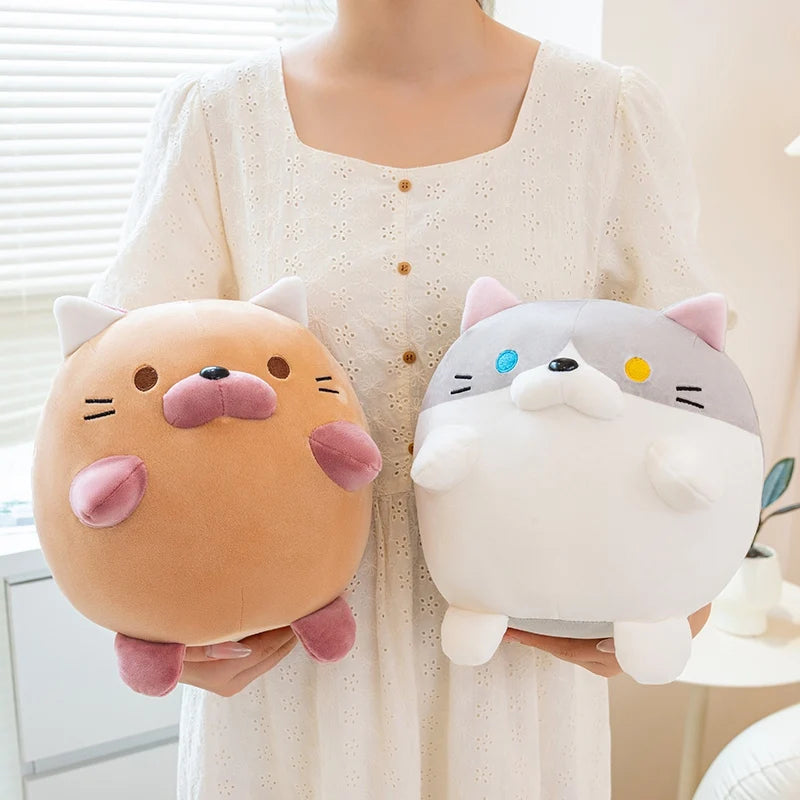 Chonky Round Calico Cat Kawaii Snuggle Plushie