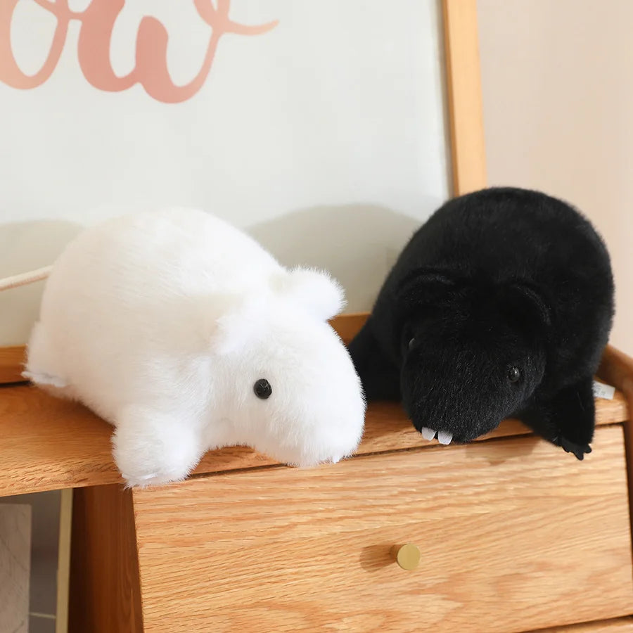 Squeaky the Lifelike Black White Mouse Rat Plushie