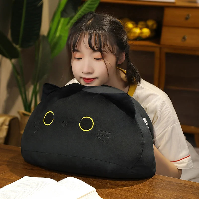 Shadow the Chonky Black Cat Shaped Plush Pillow