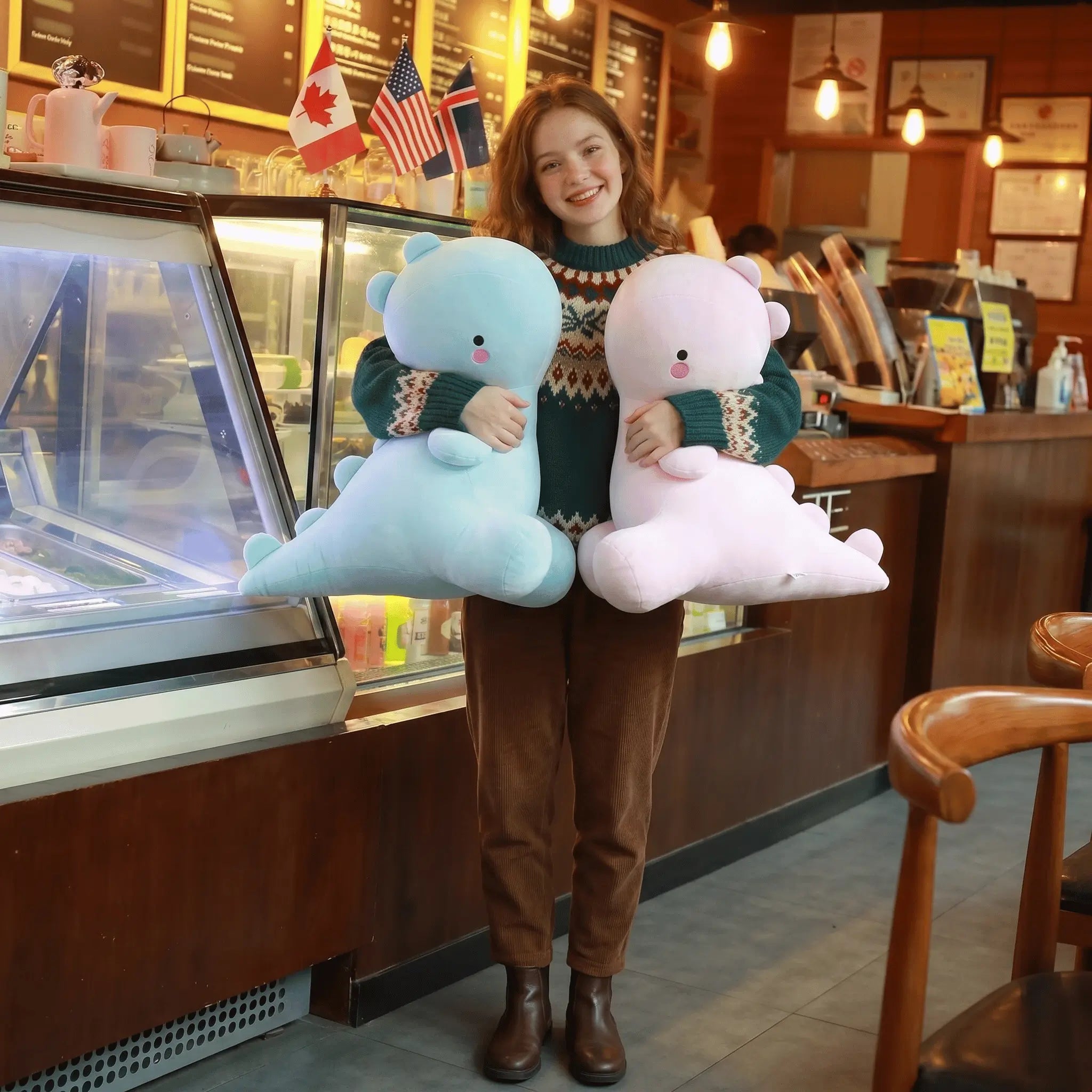 Snoozy Dino Long Snuggle Pillow