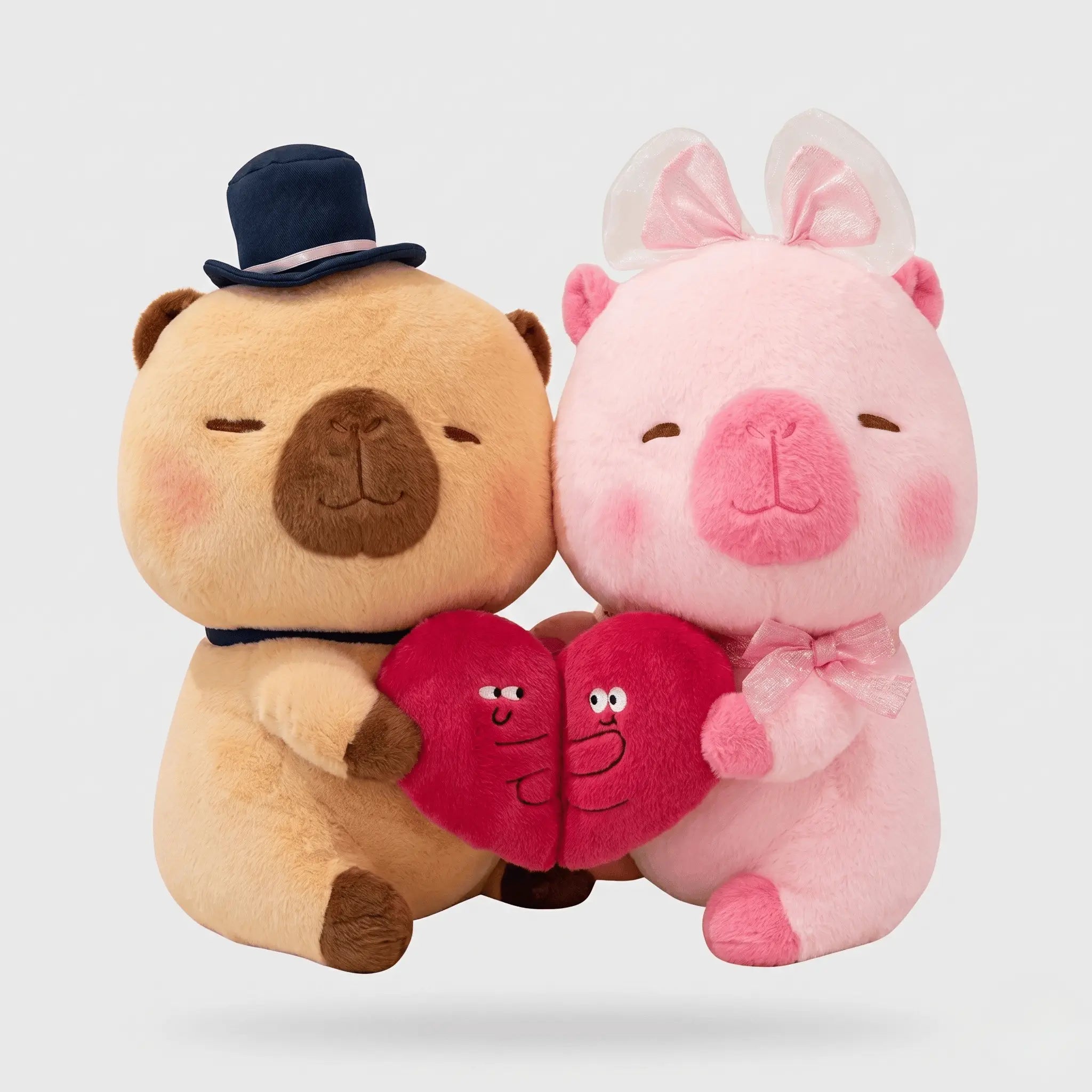 Capy the Snuggling Kawaii Capybara Heart Couple Plushie