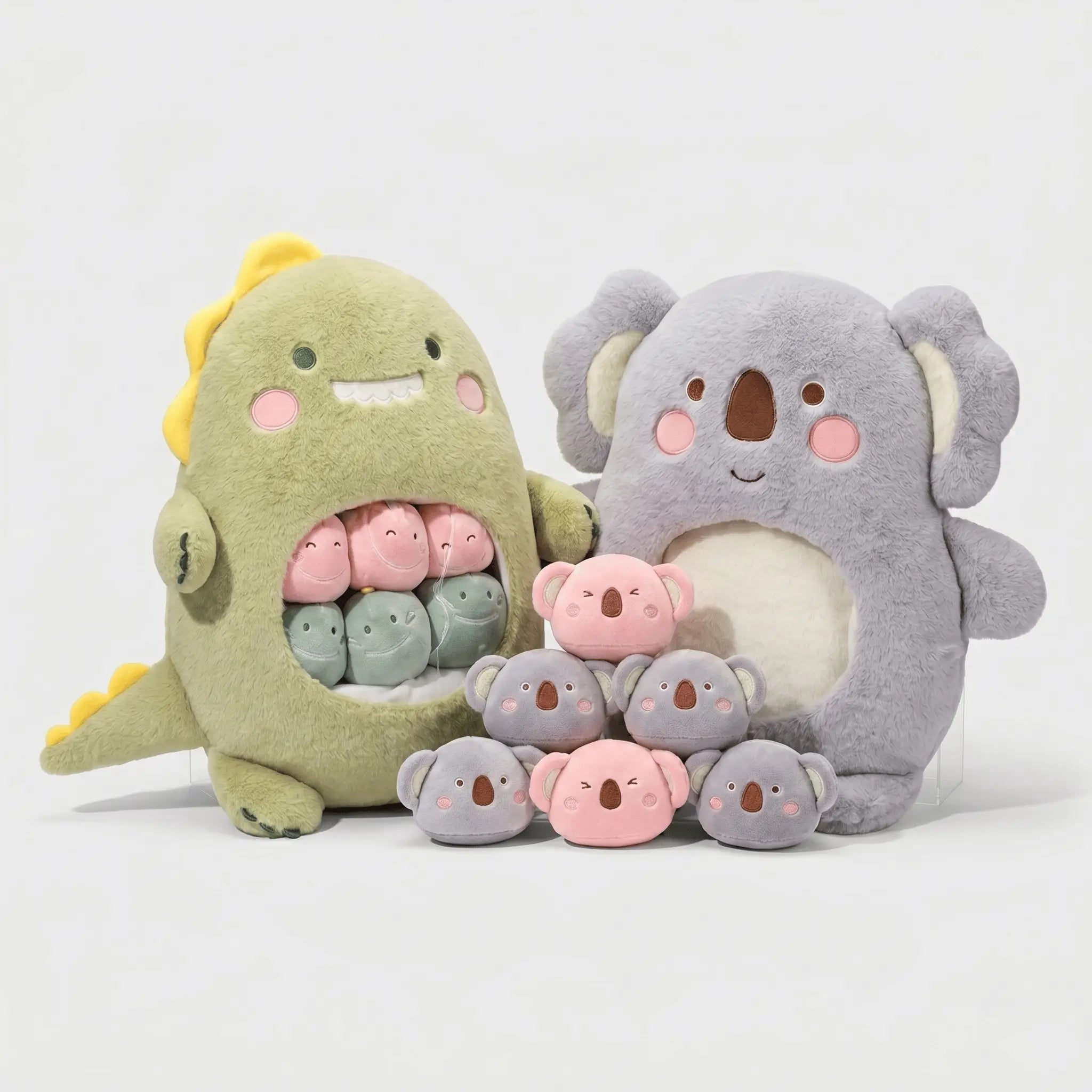 Kawaii Mini Koala Bunny Dino Snuggle Plushie Bag Set