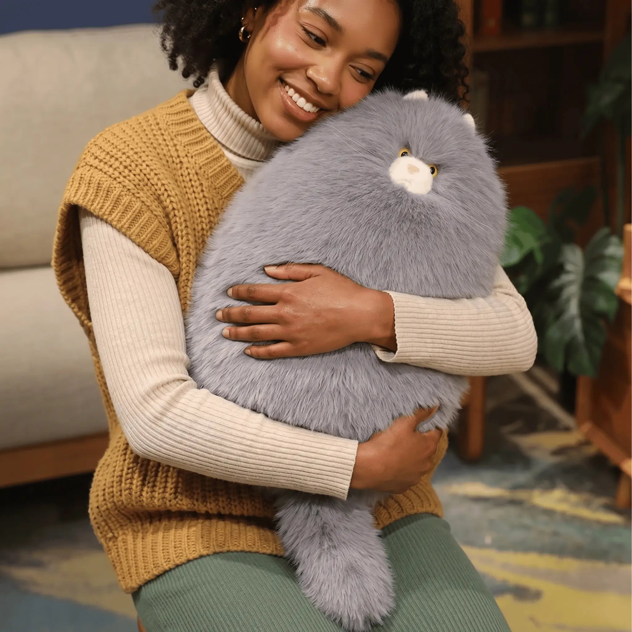 Velvety Soft Cat Snuggle Plush Pillow