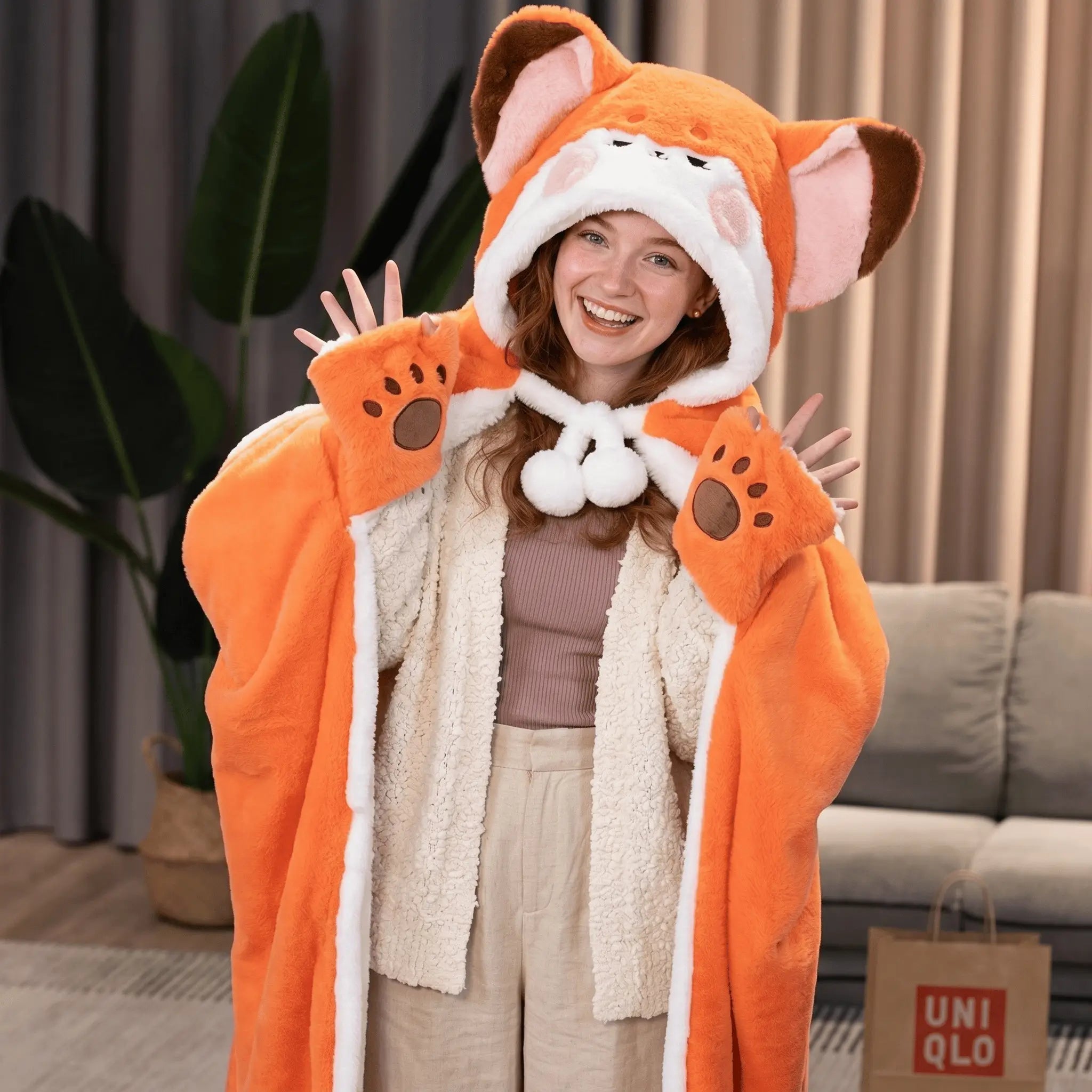 Vixen the Kawaii Fox Cloak Cape Plush Blanket