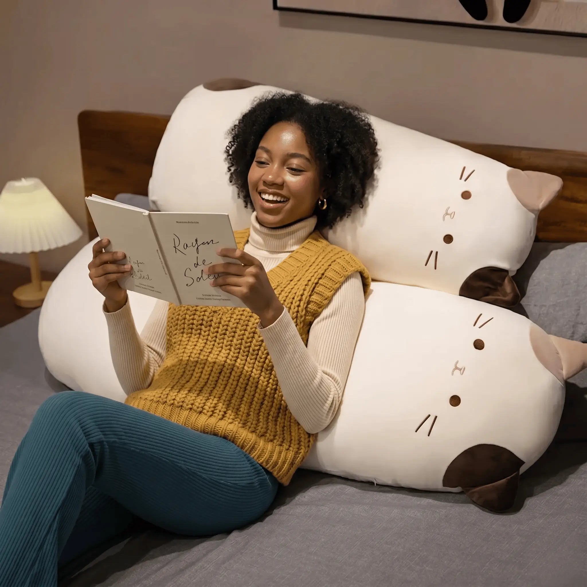 Cozy Long Calico Cat Leg Pillow Plush