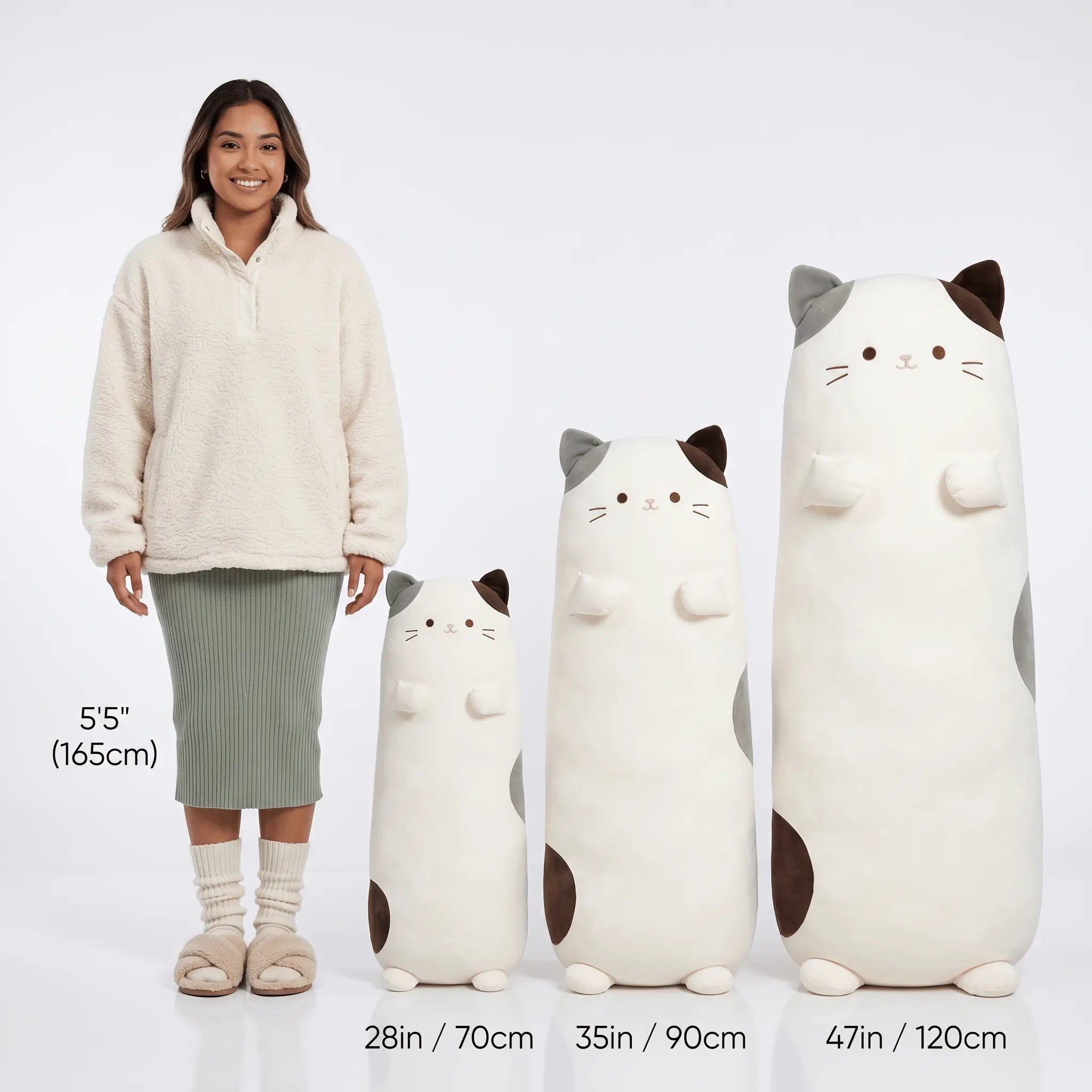 Cozy Long Calico Cat Leg Pillow Plush